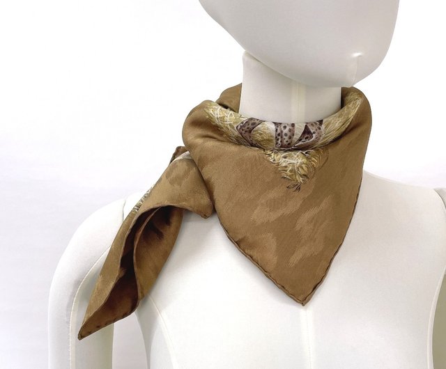 極美品】エルメス カレ90 冬の郵便馬車 シルクスカーフ ブラウン系 美品