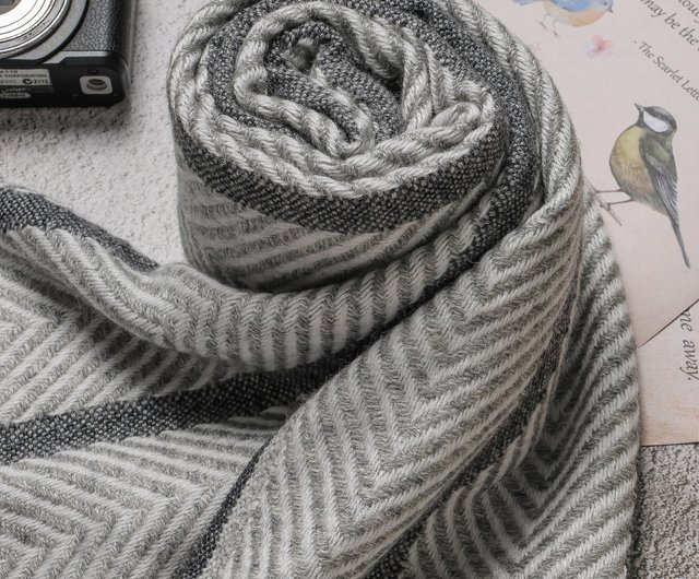 台湾 【ナロータイプ】カシミヤウールマフラー ライトグレー