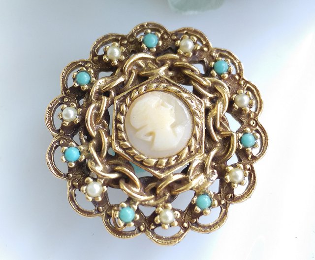 台湾 Vintage Jewelry 西洋アンティークジュエリー Goldette カメオ