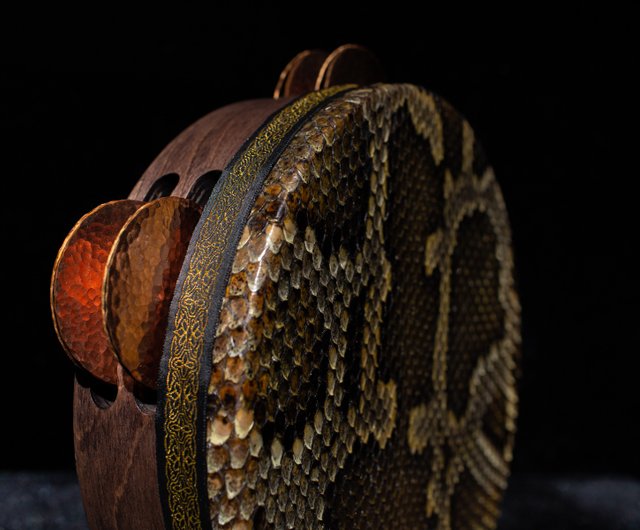 エジプトの伝統楽器 Riq ヘビ革 手作り Riqq タンブレロ パンデイロ