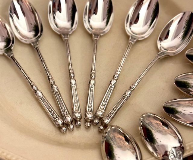 台湾 40019-フランスアンティークシルバースプーン12本入り JSVS