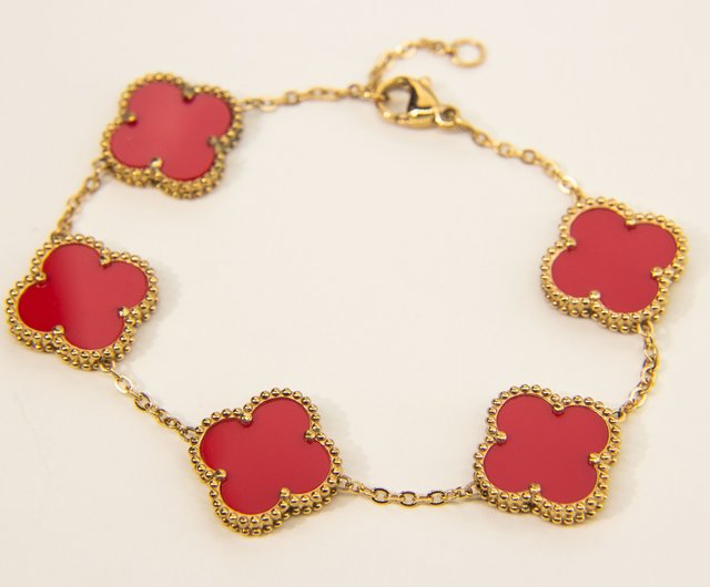 香港 マザーオブパール 四つ葉のクローバー ブレスレット | クローバー