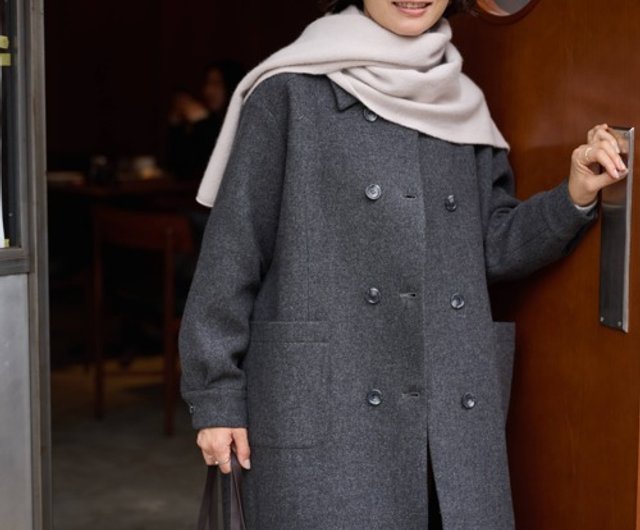 知的で大人雰囲気に ウールコート ロングコート ダブルボタンコート