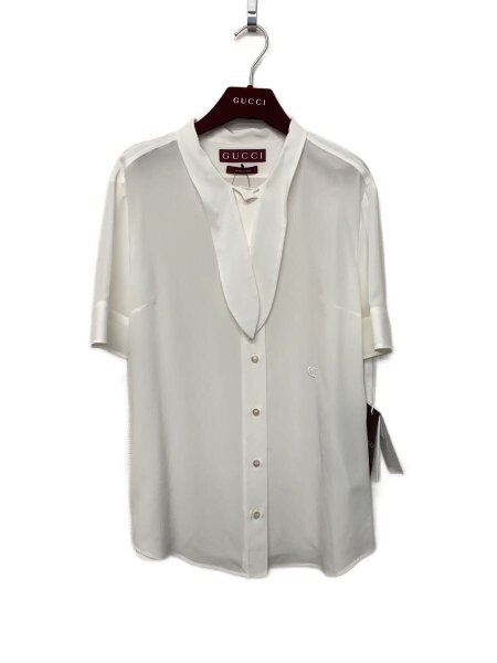 GUCCI(グッチ) / 半袖ブラウス/42/シルク/WHT/無地/Z7AV9 | 古着の販売