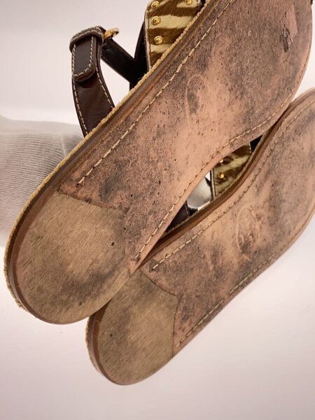 PRADA(プラダ) / ハラコ/スタッズ/スレ・キズ箇所有/サンダル/38/BRW