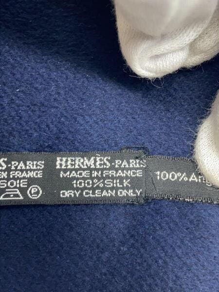 HERMES(エルメス) / マフラー/シルク/ブルー/総柄/レディース/アンゴラ