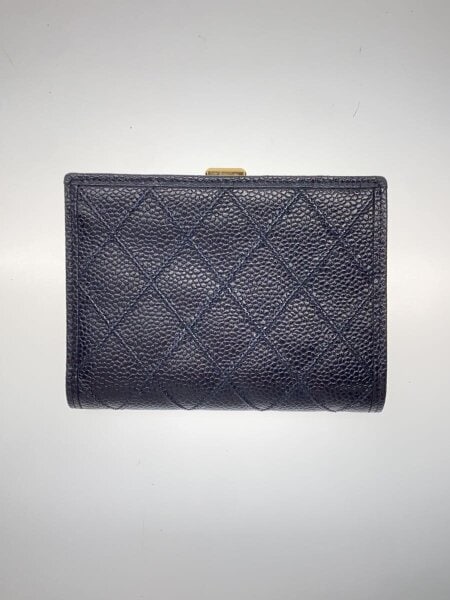 CHANEL(シャネル) / 2つ折り財布/レザー/BLK/無地/レディース/キャビア