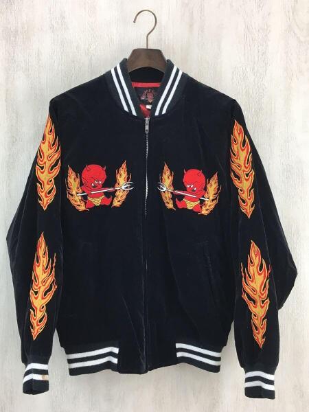 br22 RED HOT DEVIL スカジャン 黒×白金 メンズLサイズ相当 br22. RED