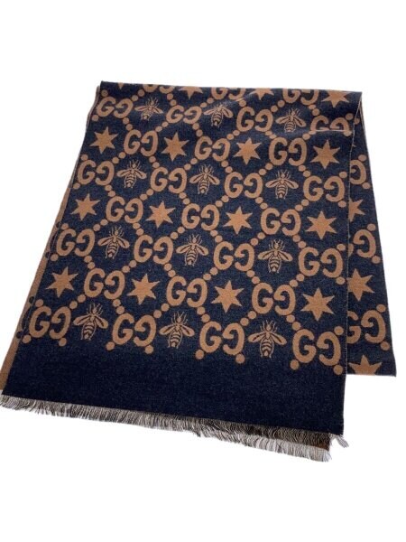 GUCCI(グッチ) / GG柄/BEE/マフラー/ウール/BLK/総柄/メンズ | 中古品