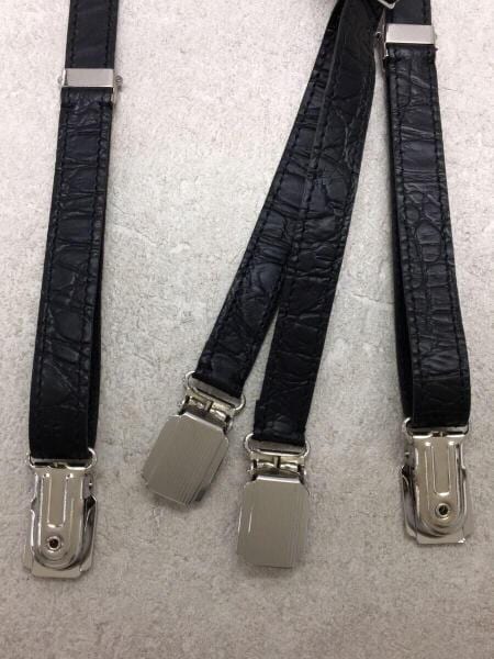 CELINE レザー サスペンダー ブラック クロコ型 新品未使用 CELINE