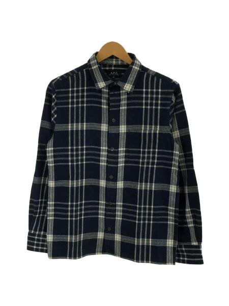 a.p.c. チェックウールシャツ ネルシャツ ウインドウペンシル ネイビー