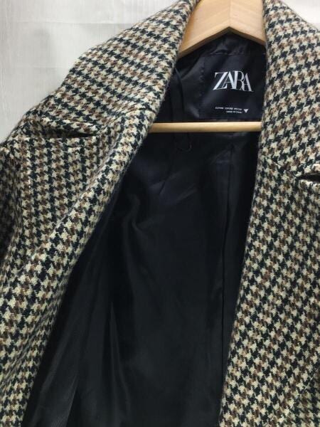ZARA(ザラ) / 千鳥柄チェスターコート/XS/ウール/BRW/千鳥格子 | 古着