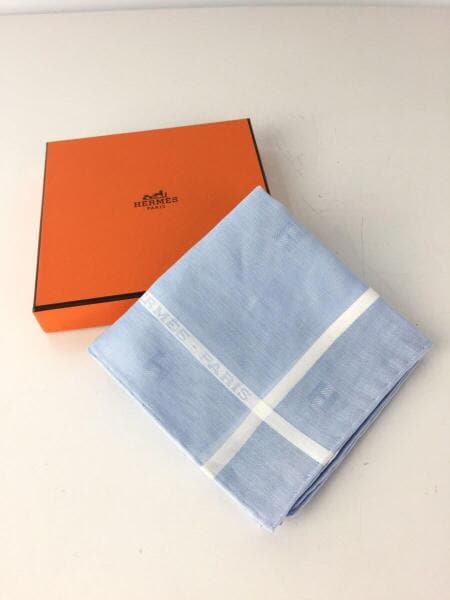 HERMES(エルメス) / ハンカチ/コットン/BLU/Hロゴ/箱有/セカスト