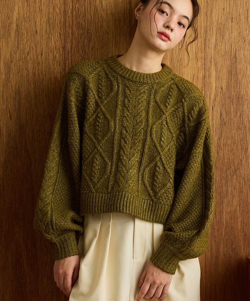 OLUN | short cable knit/ショートケーブルニット - Buyee, an Online