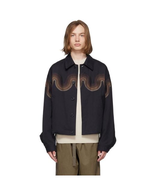 メンズ Dries Van Noten Verner Panton Edition ネイビー エンブロイ