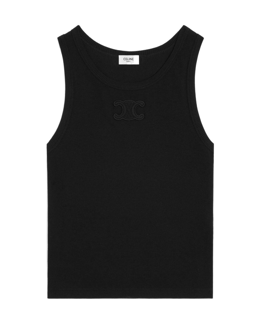 Celine Triomphe Tank Top in Black | Lyst