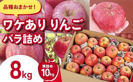 先行予約 2026年度発送》品種おまかせワケありりんごバラ詰め8kg(実