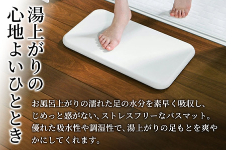 soil バスマット【ホワイト】日本製 ソイル 珪藻土 水滴 吸水 速乾