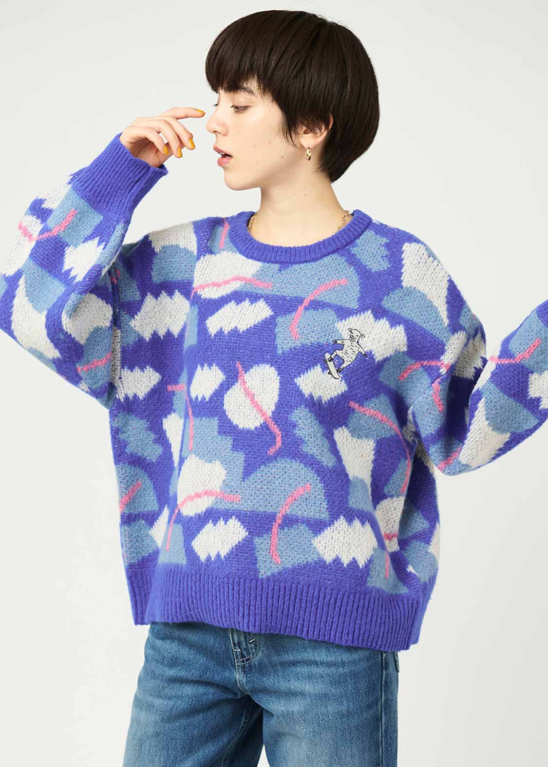 ラムチョップスケート｜ウォッシャブルジャカードシャギーニット