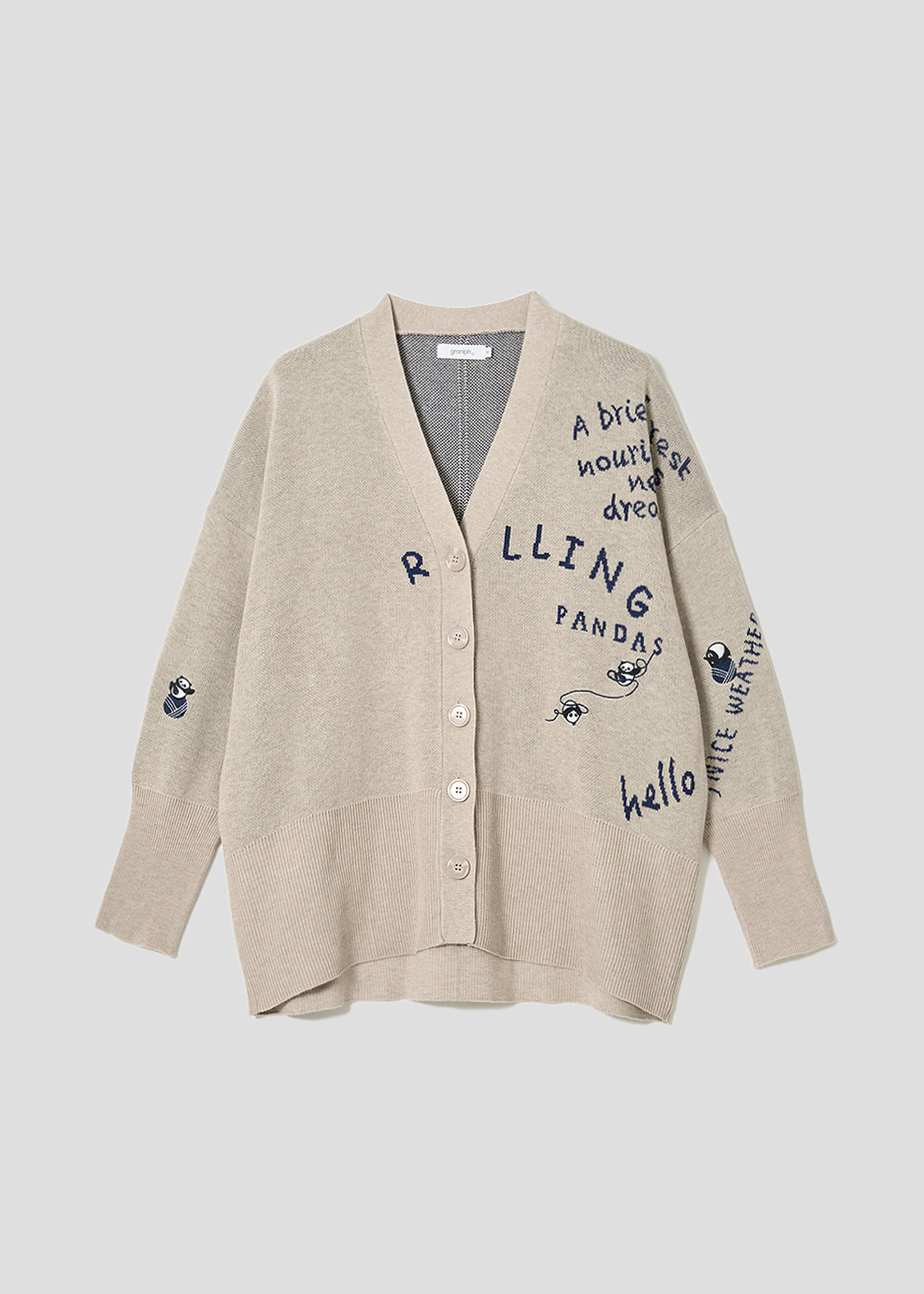 ローリングパンダズケイト｜Vネックニットカーディガン｜ウィメンズ