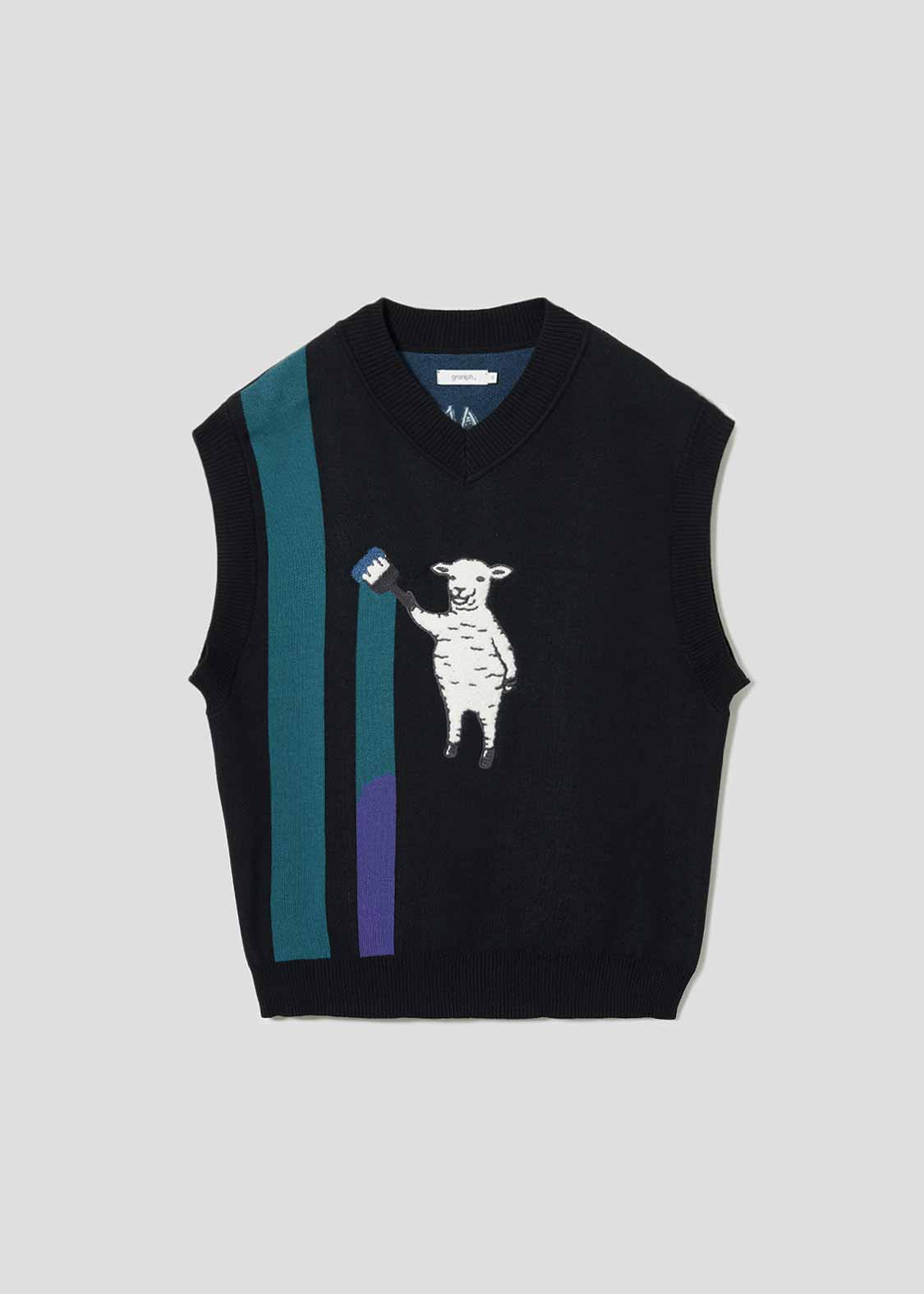 ラムチョップペインティング｜ニットベスト｜ユニセックス｜グラニフ