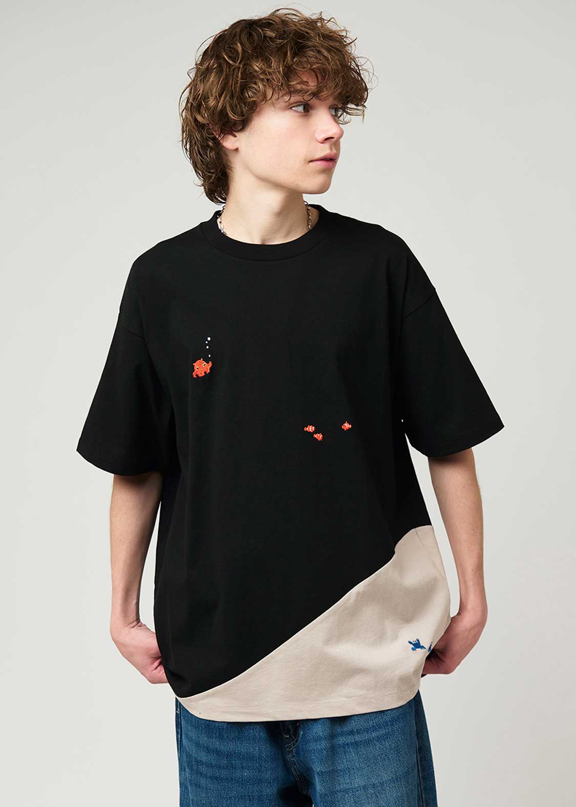 メンダコアンドシーフレンズ｜シーサイド切替ビッグシルエットTシャツ