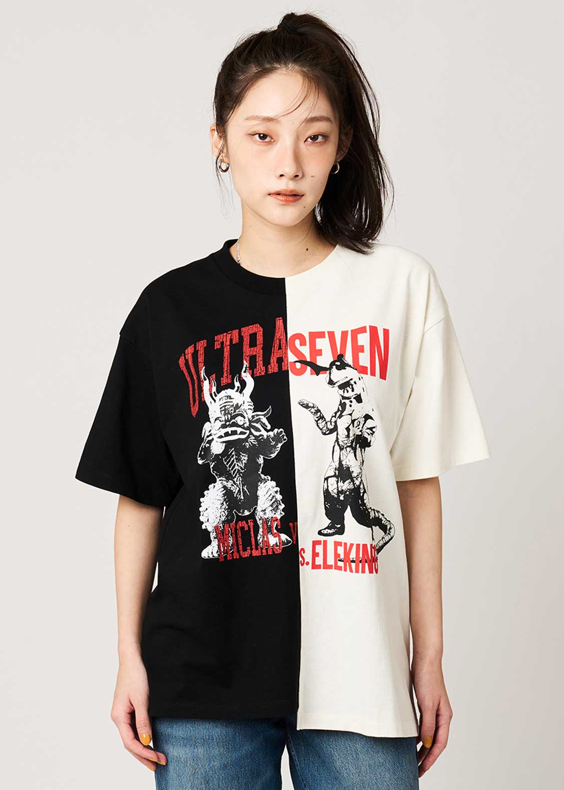 ミクラスVSエレキング ｜切替ビッグシルエットTシャツ｜ユニセックス