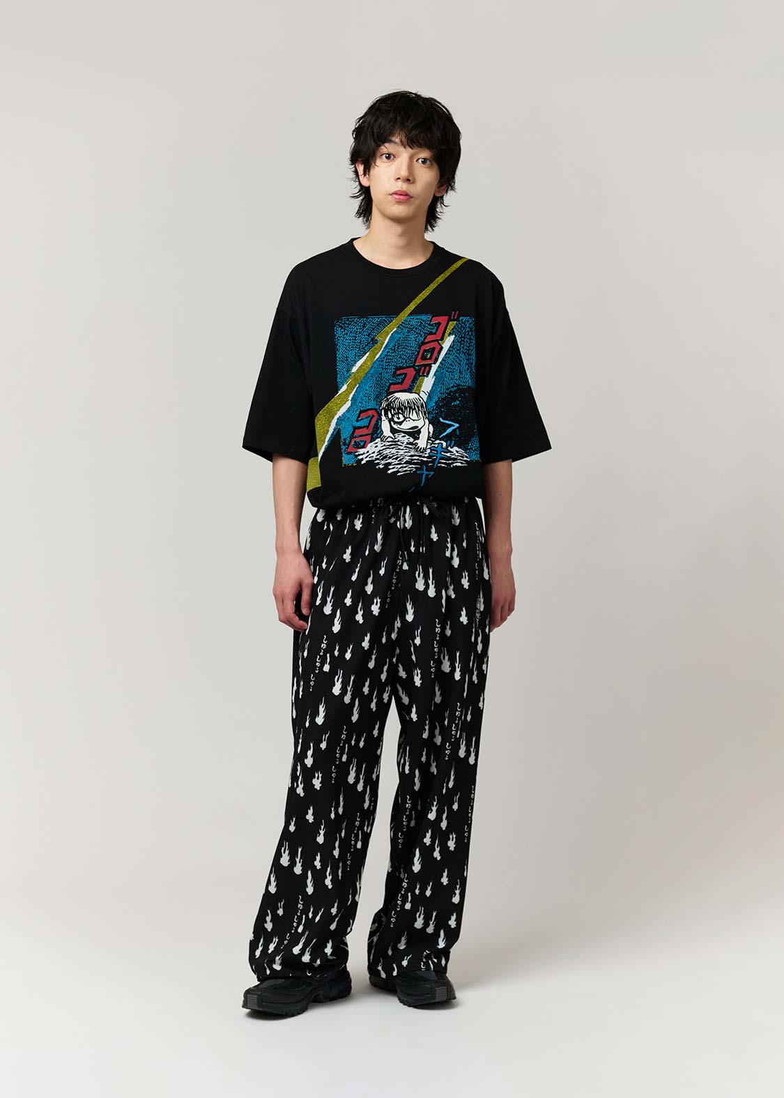 8/25まで出品XL グラニフ 人魂イージーパンツ ゲゲゲの鬼太郎 人魂