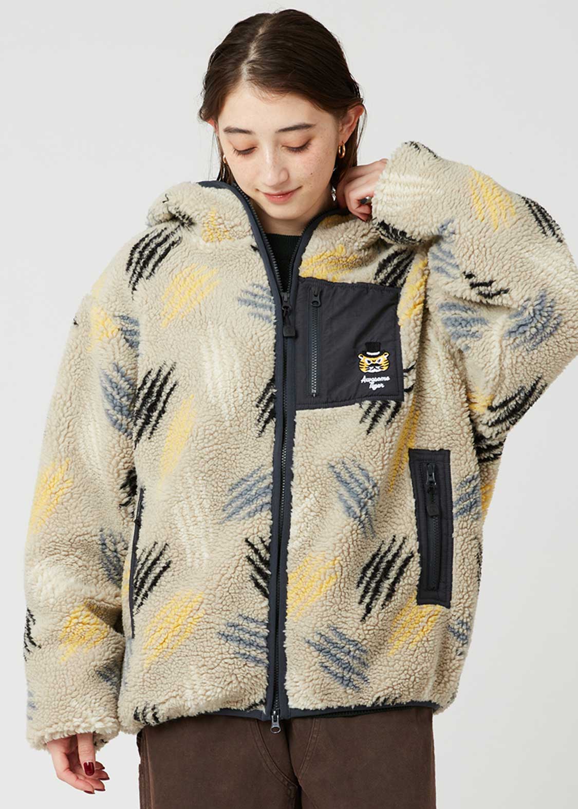 オーサムタイガー｜ジャカードボアジップパーカー｜ユニセックス