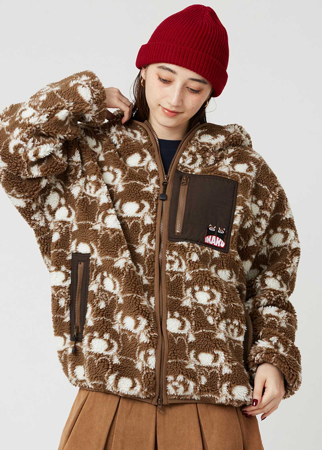 イカク｜ジャカードボアジップパーカー｜ユニセックス｜グラニフ