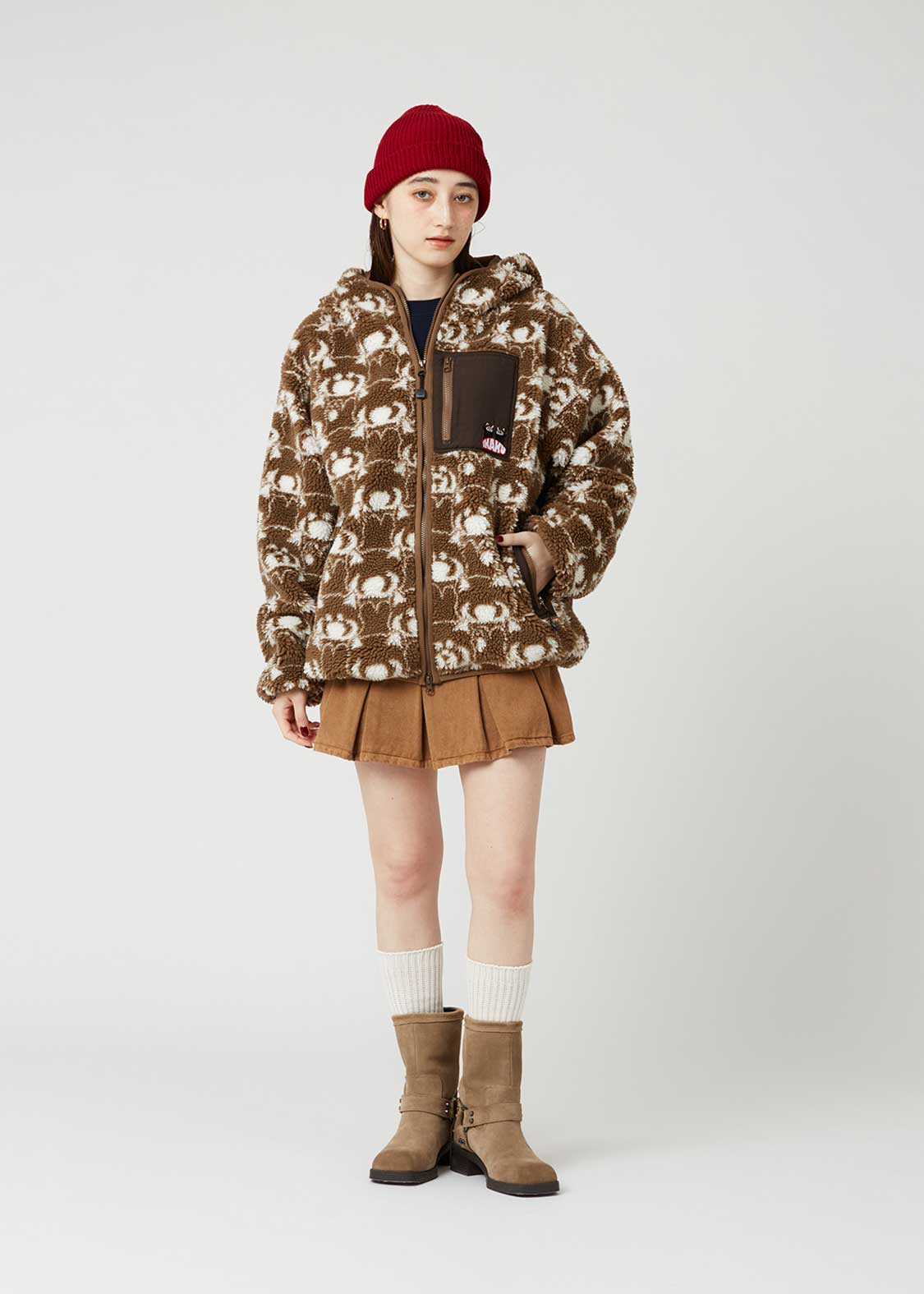 イカク｜ジャカードボアジップパーカー｜ユニセックス｜グラニフ