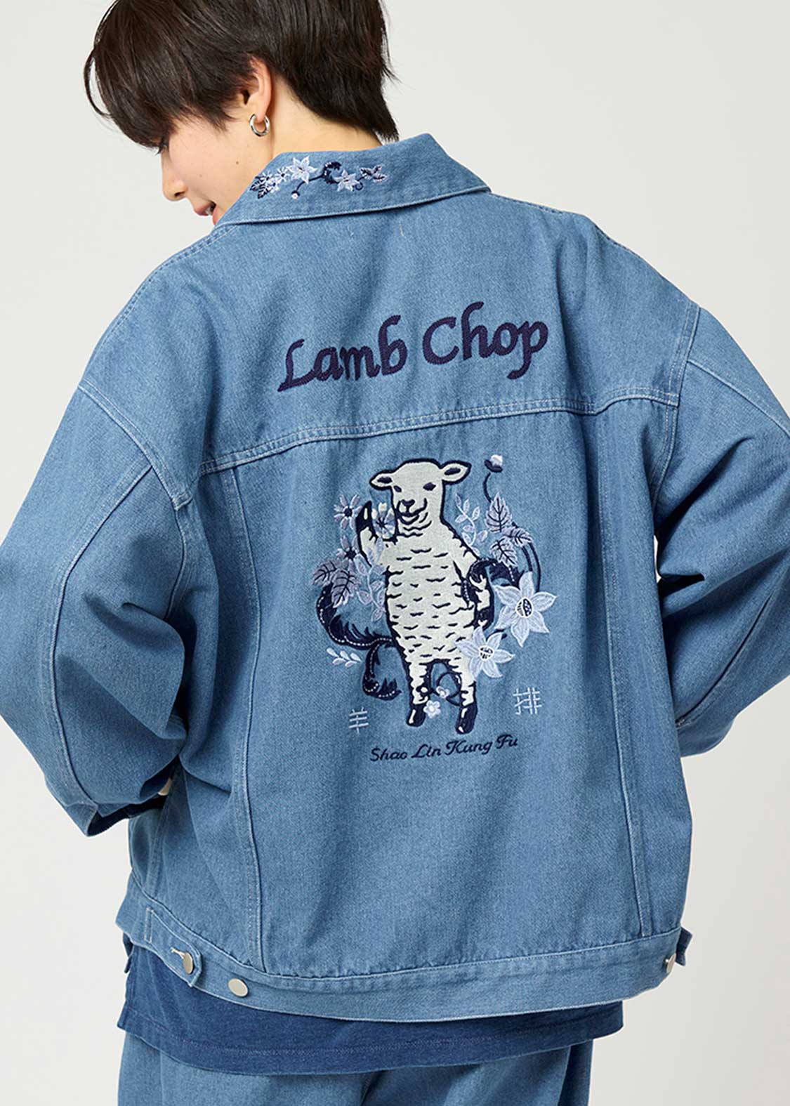 フラワーカンフーラムチョップ｜デニムジャケット｜ユニセックス