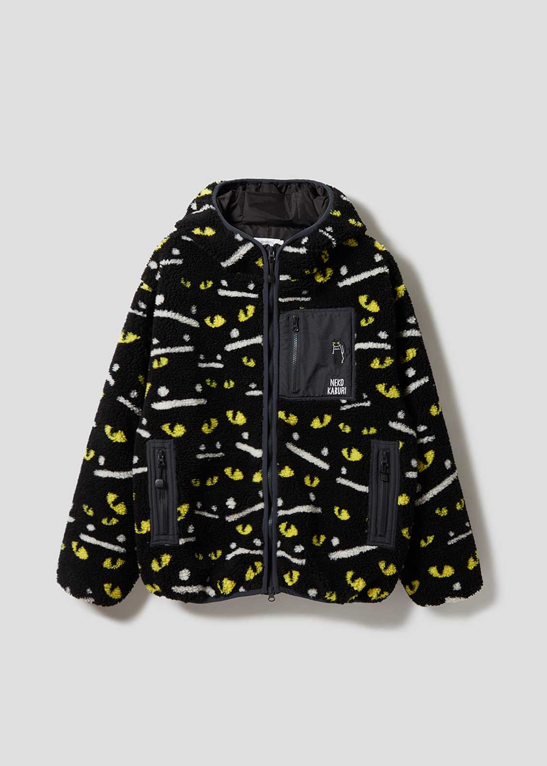 ネコカブリビューティフルシャドー｜ジャカードボアジップパーカー