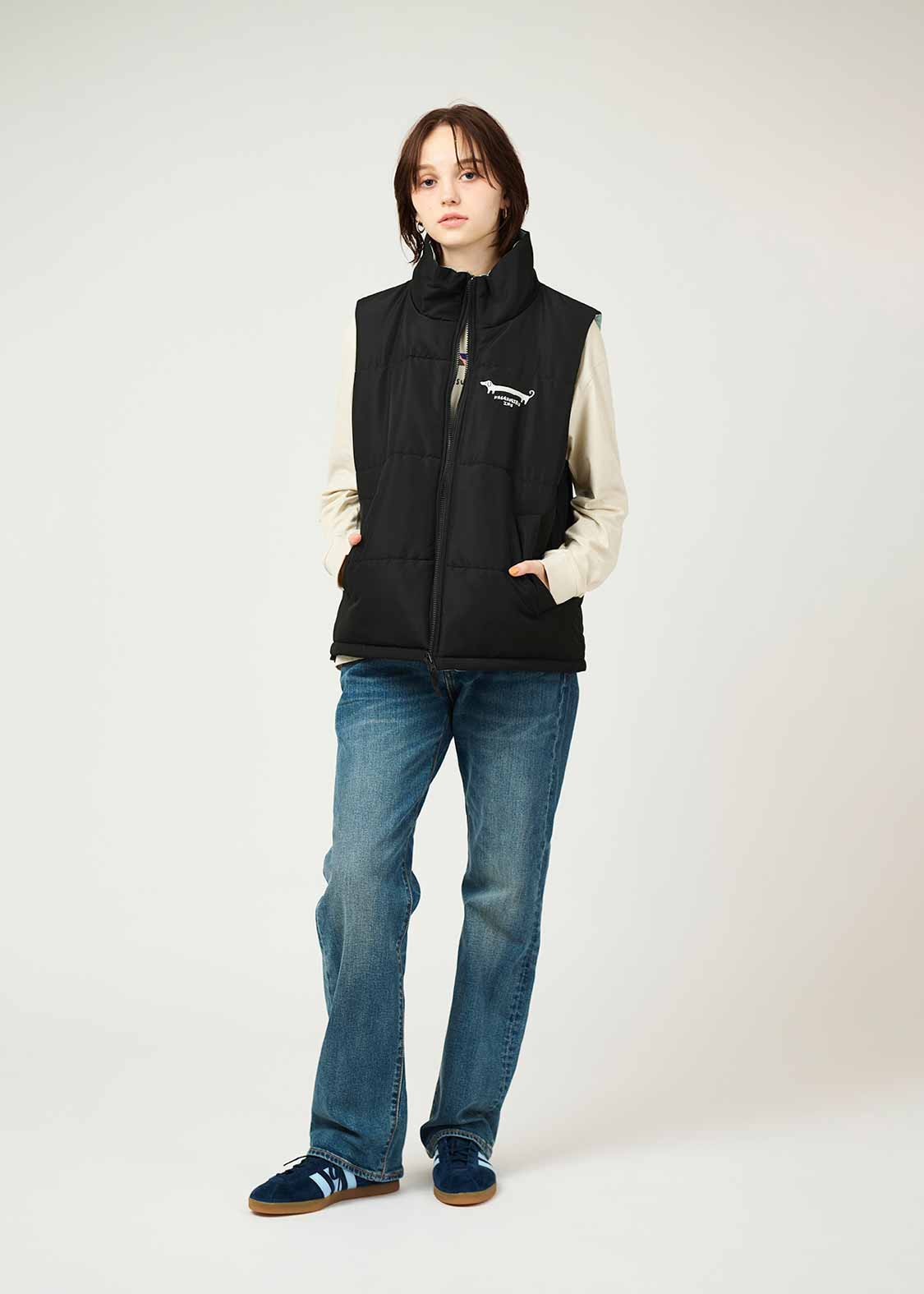 ナガスギルイヌ｜リバーシブルパデッドベスト｜ユニセックス｜グラニフ