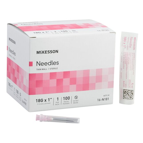 McKesson Hypodermic Needle Without Safety 18 Gauge 1 Inch Length