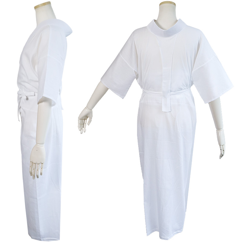 高島ちぢみ 夏用 筒袖の長襦袢スリップ 胸紐＆衣紋抜き＆絽の白半衿