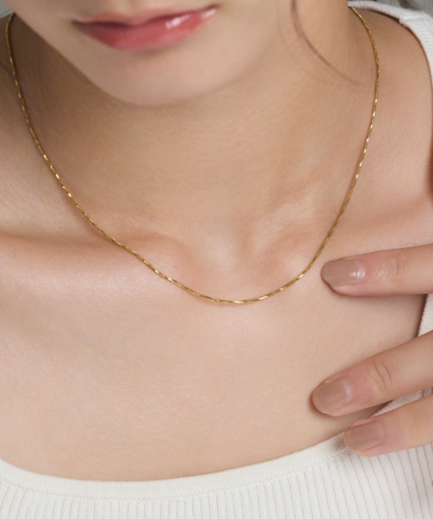 金属アレルギー対応 】 ツイストチェーンネックレス サージカル