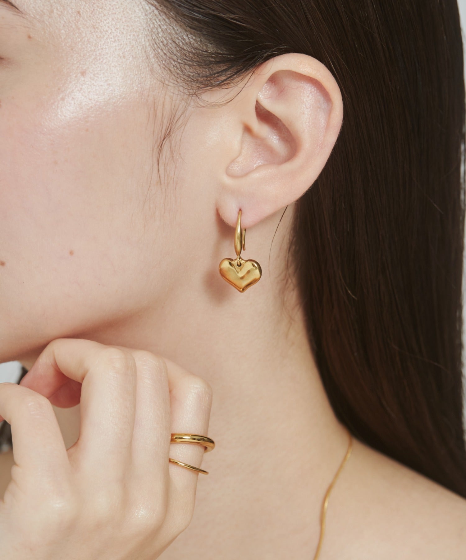 金属アレルギー対応 】 ハートフックピアス サージカルステンレス (両