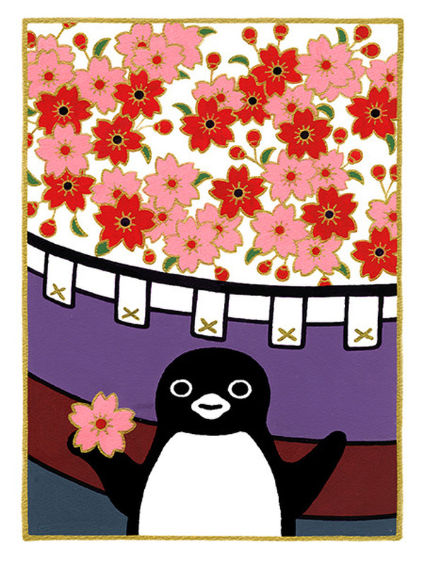 Suicaのペンギン」手掛けた坂崎千春の版画展「はんなりペンギン」が