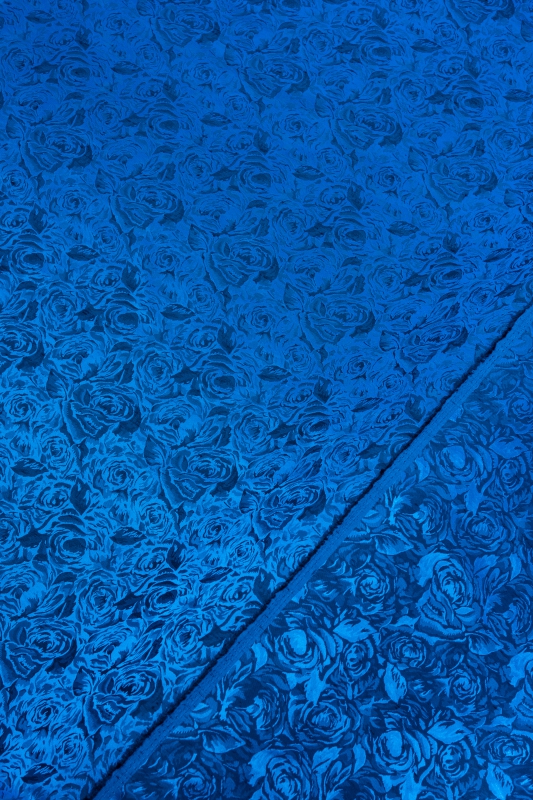シャンタンジャガード ローズ-ブルー2066 [CNC-BRD01-BL2066