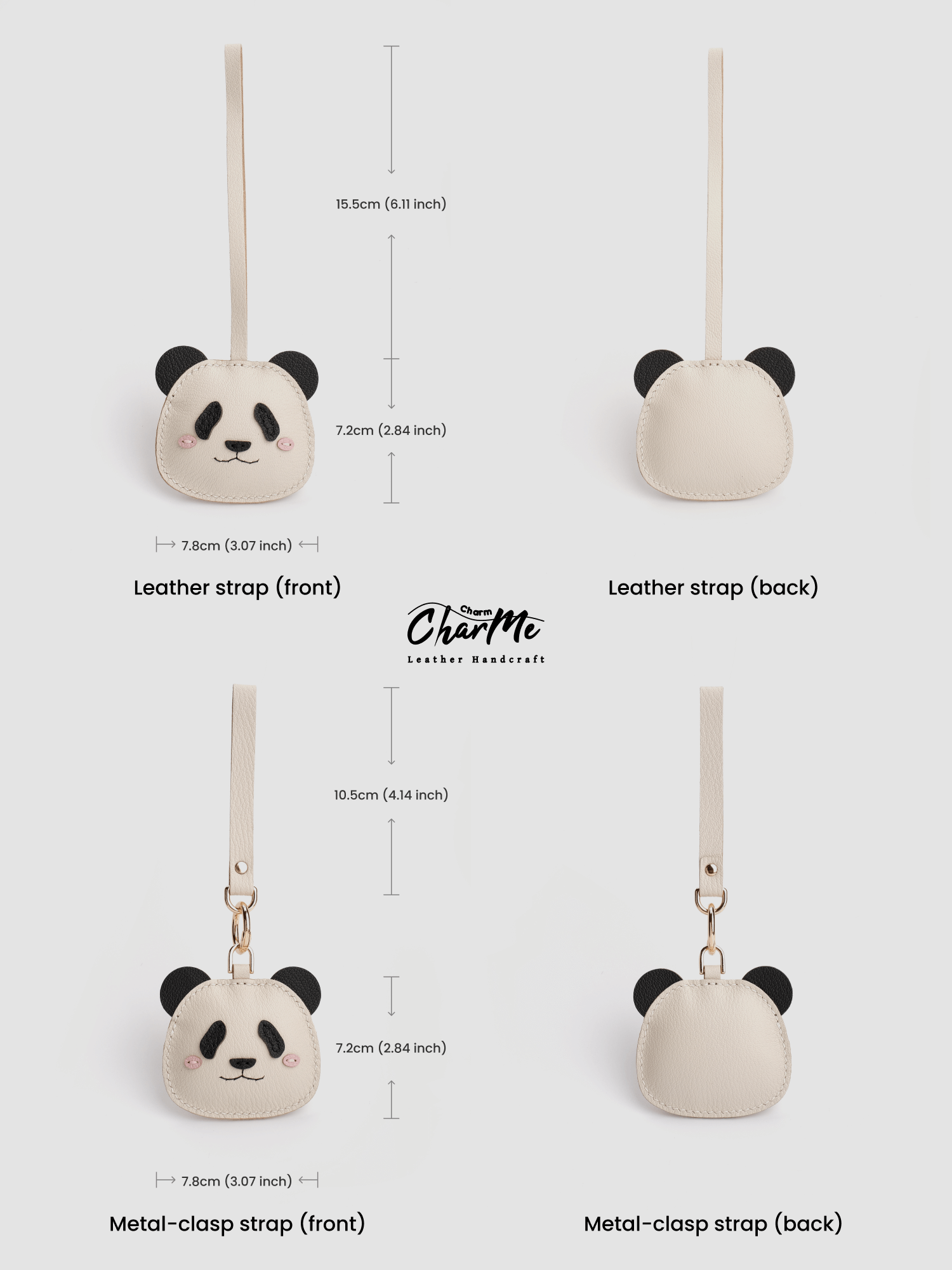 Leather Panda Charm | Handmade Leather Bag Charms: Wearable Tokens