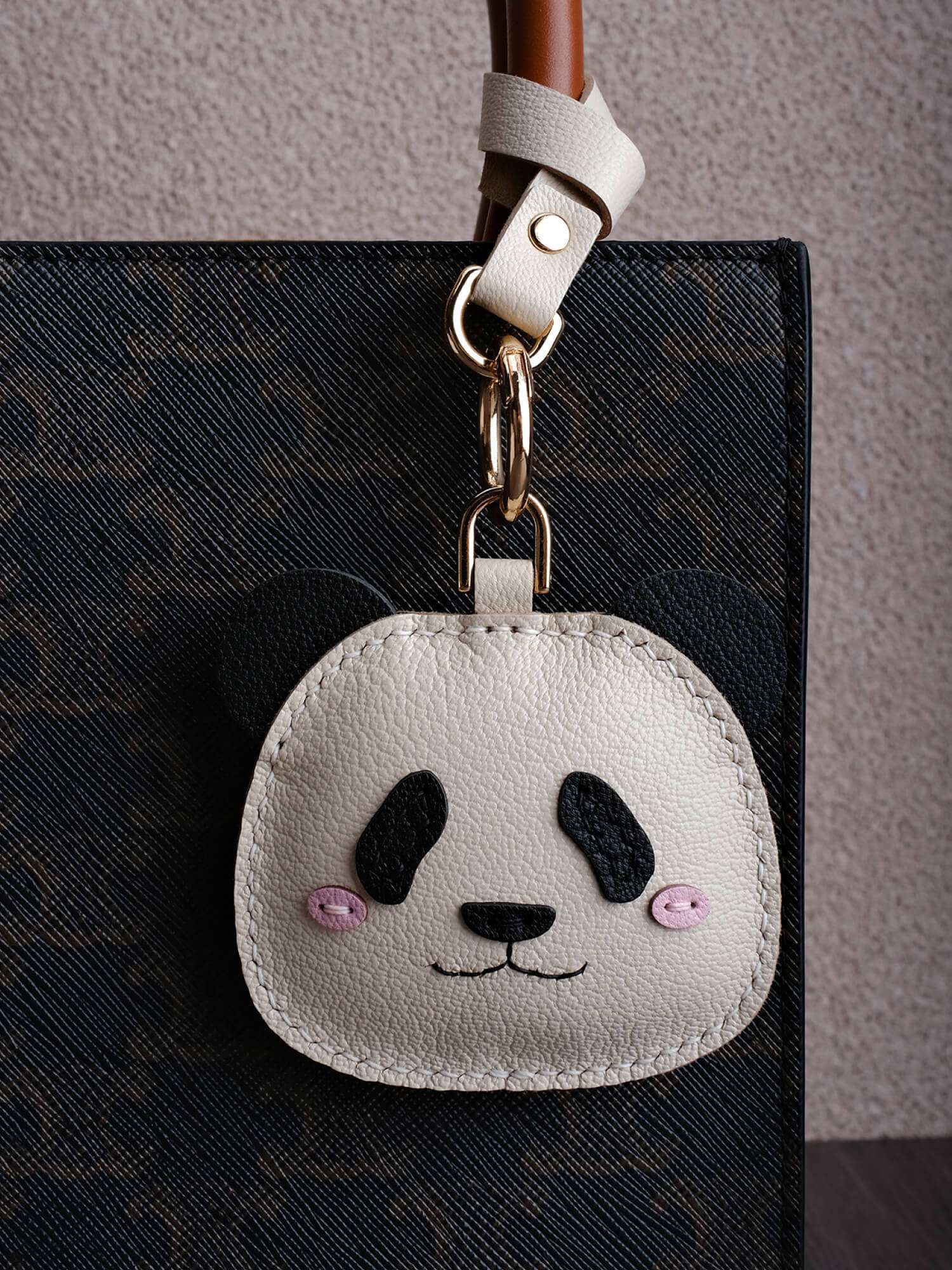 Leather Panda Charm | Handmade Leather Bag Charms: Wearable Tokens