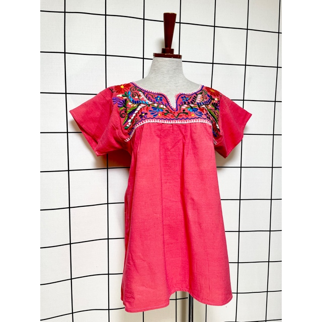 メキシカンお花刺繍 カラフルステッチ フォークロア レトロ アメリカ