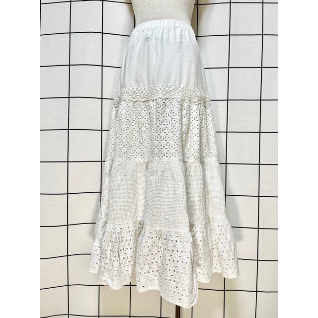 ホワイト 白 ティアード レース ガーリー クラシカル レトロ