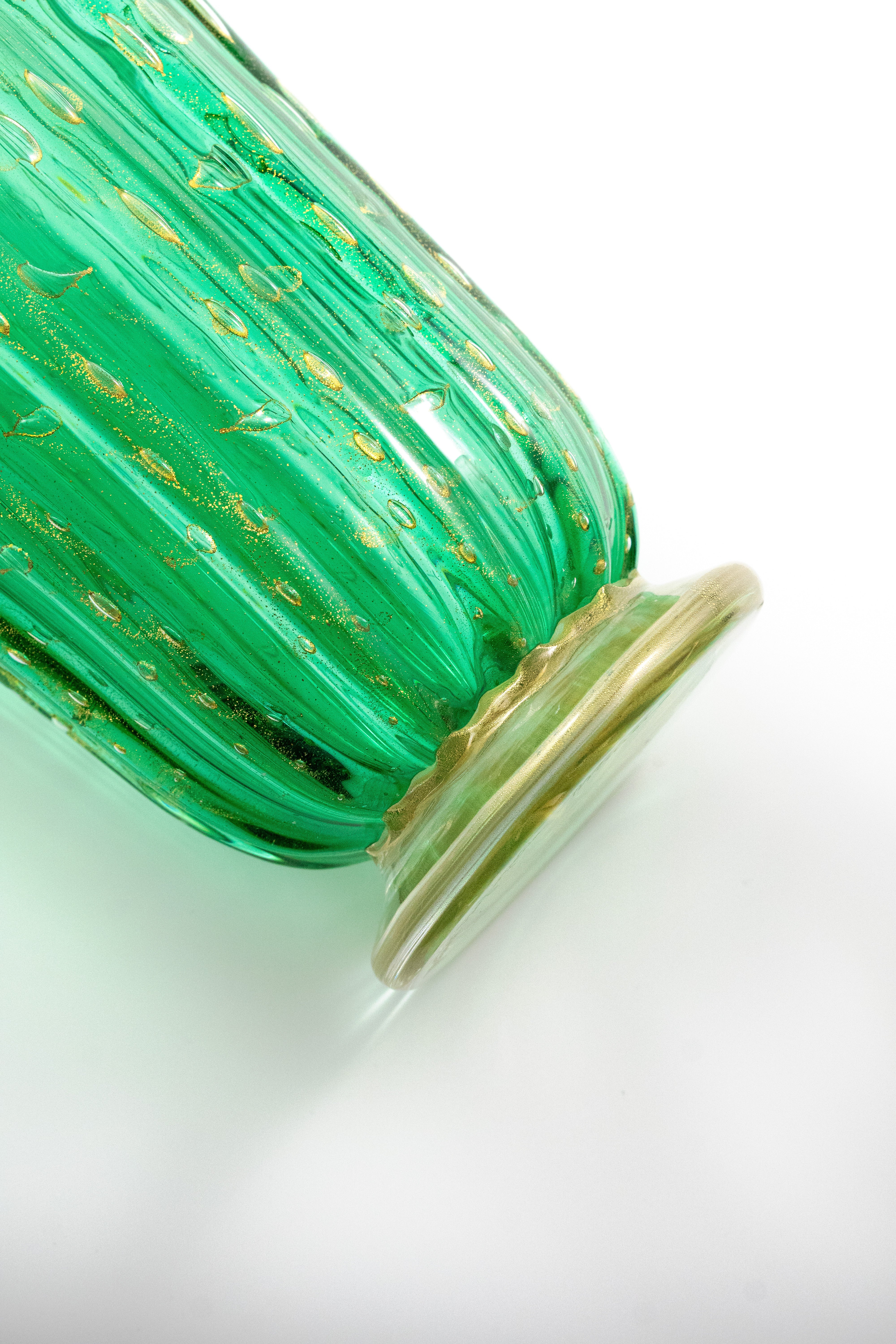 ムラーノガラス（ベネチアングラス）花瓶／花器「シェル」ヴェルデ