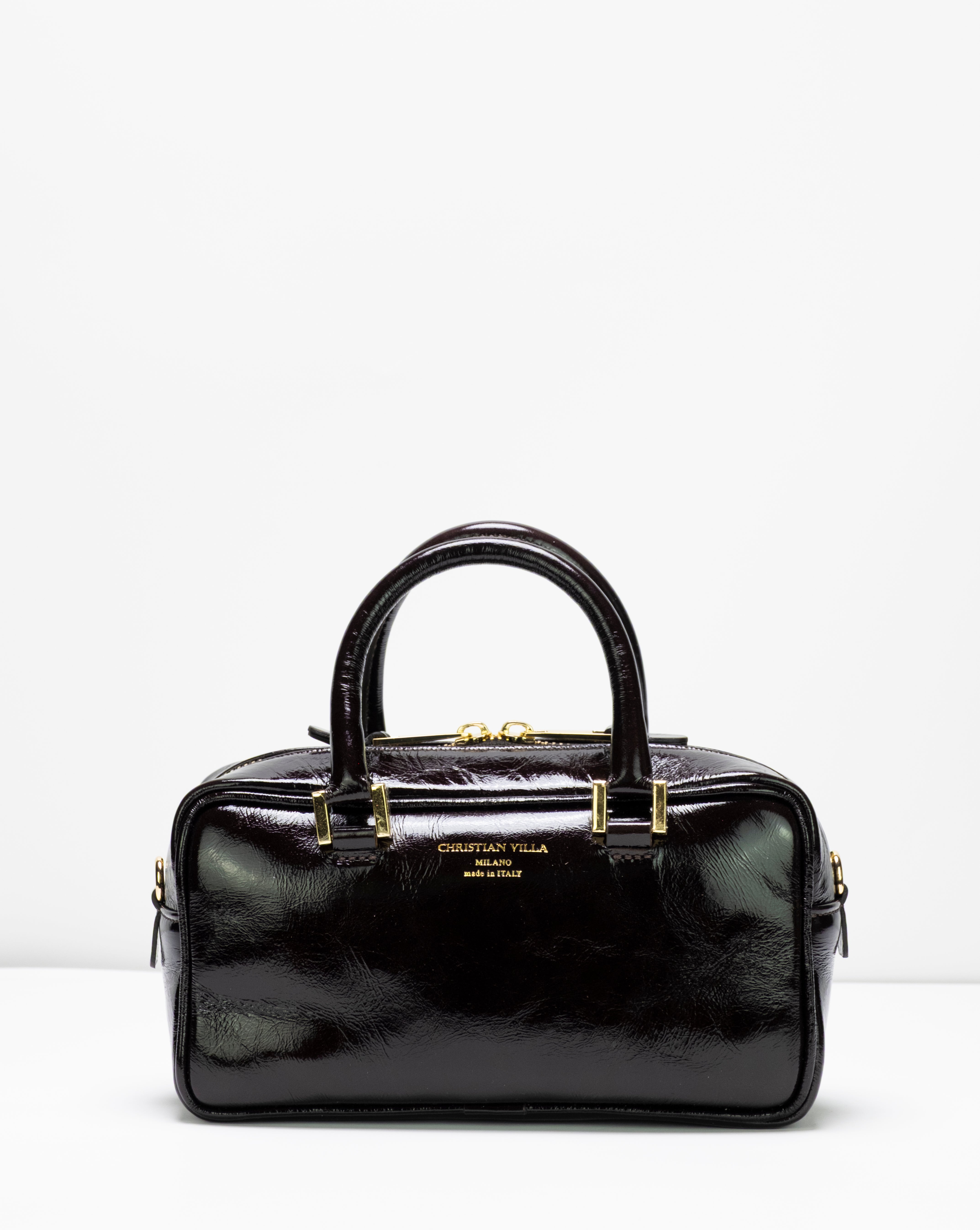 Jenny Small Black | Handmade Italian Athene patent leather bag