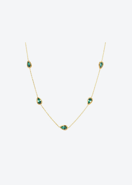 Station Necklace • Emerald Drop Necklace Chain • Christina Magdolna