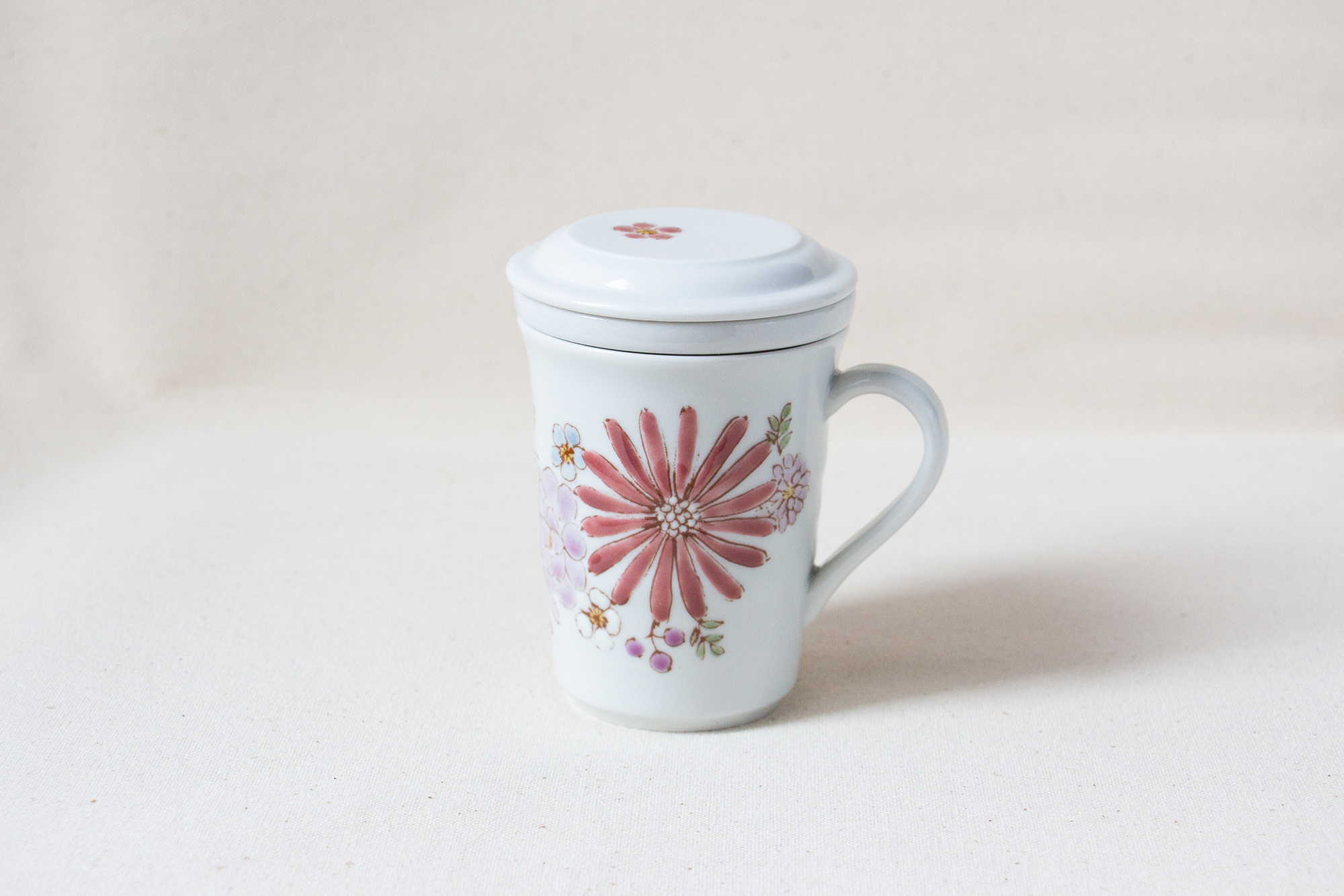 九谷焼三件杯（華ピンク） | おいしい中国茶の旺徳福