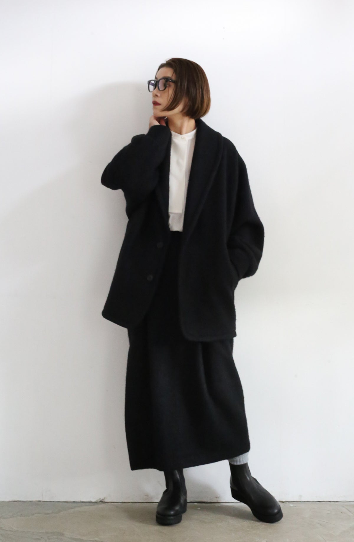 AURALEE BRUSHED ALPACA WOOL MELTON HALF COAT/SKIRT/LARGE STOLE – Chum!