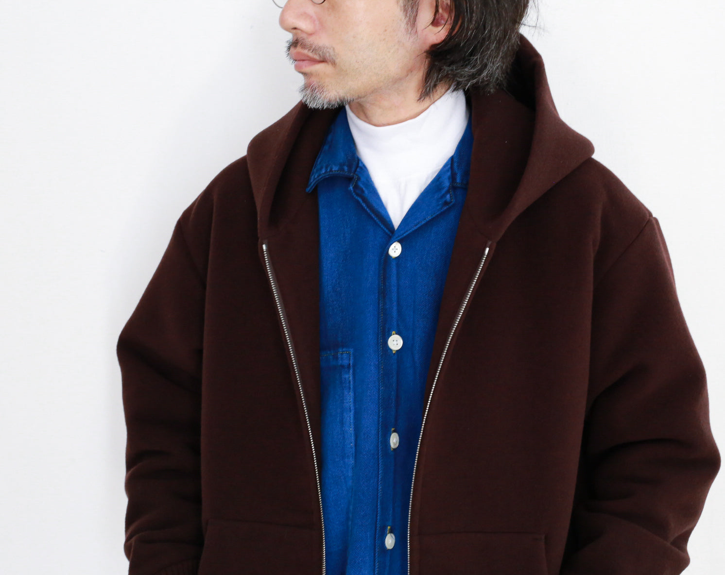 AURALEE DOUBLE CLOTH HEAVY WOOL PILE ZIP HOODIE – Chum!